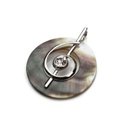 Shell Pendant Rhodium-plated Music Symbol with One Crystal